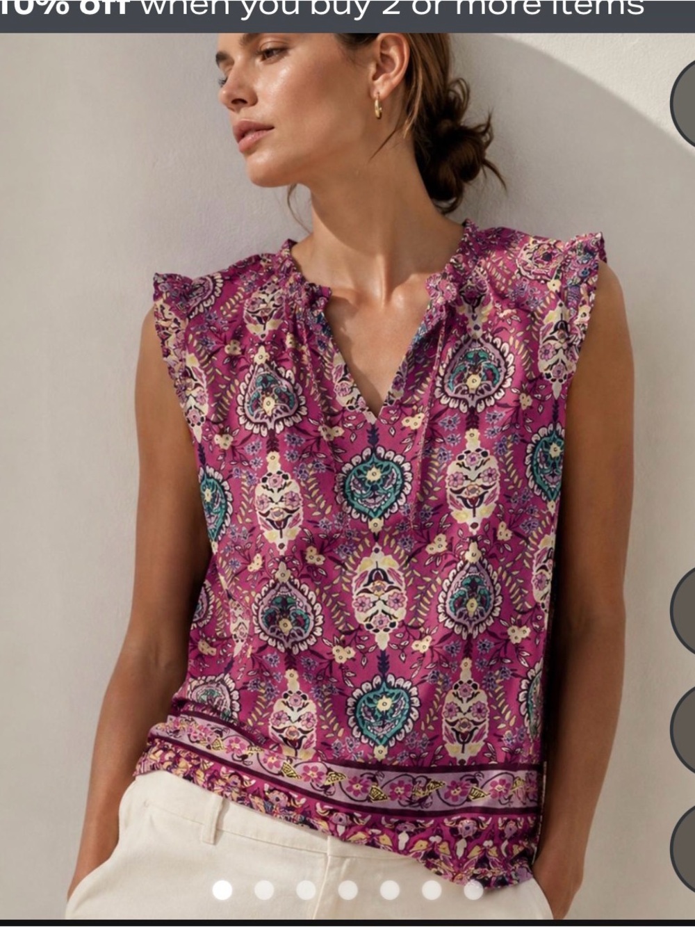 Talbots sleeveless medallion print top size large